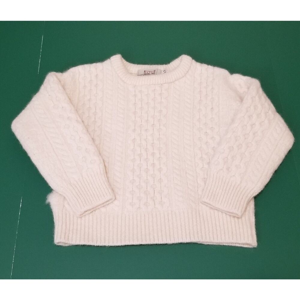 Aran Knit Sweater Market WOOL Ireland Fisherman Chunky CLASSIC Cable CREAM Sz S